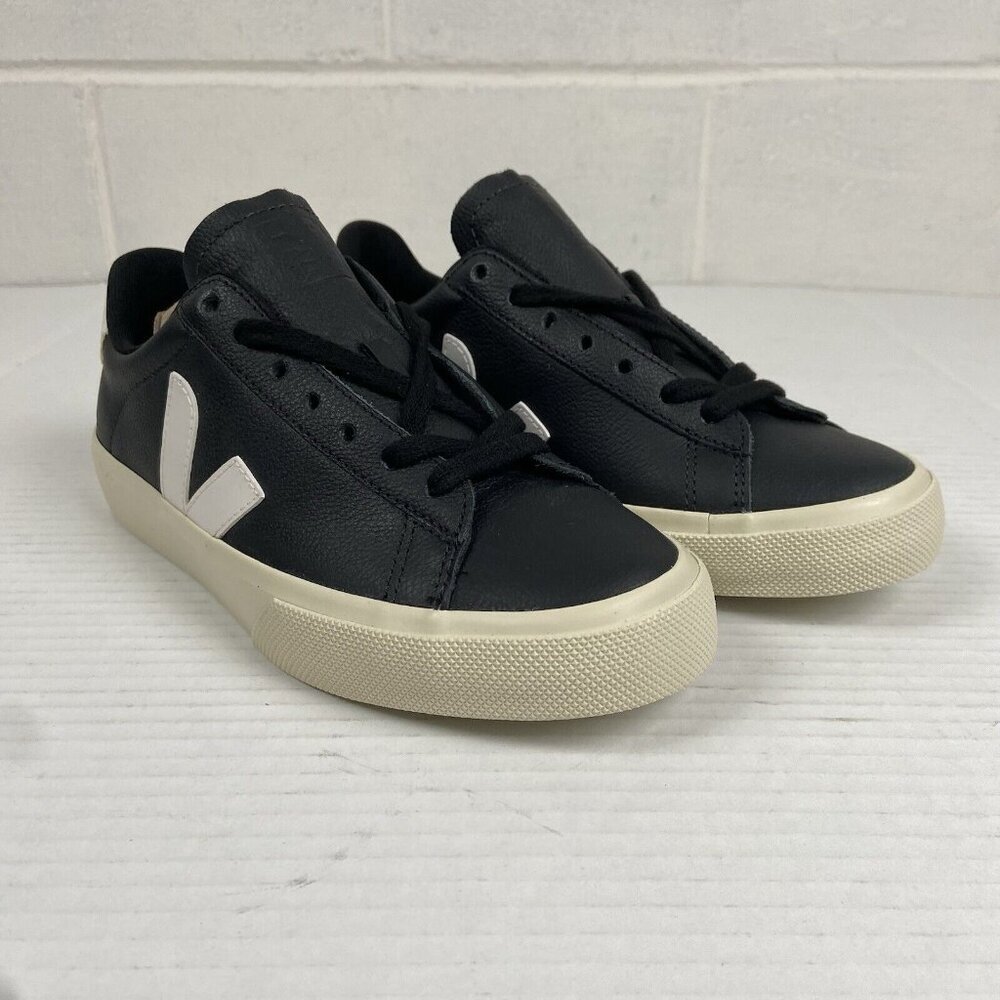 NEW Veja Women's Campo Chromefree Leather Sneakers CPO501215A370 Black/White NIB - Picture 3 of 11
